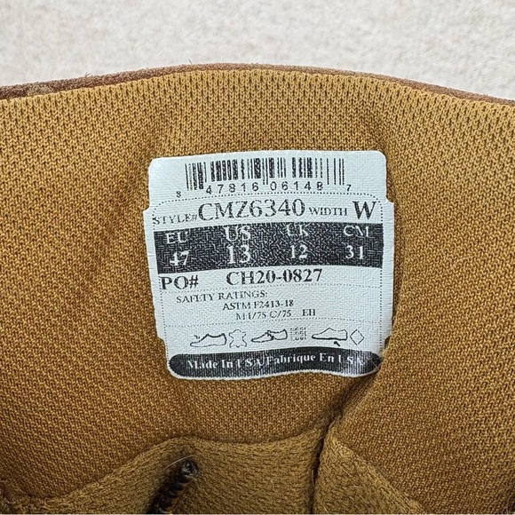 Carhartt 6 Inch Steel Toe Waterproof Leather Boots Men’s 13 Brown/Tan Workwear main image 8